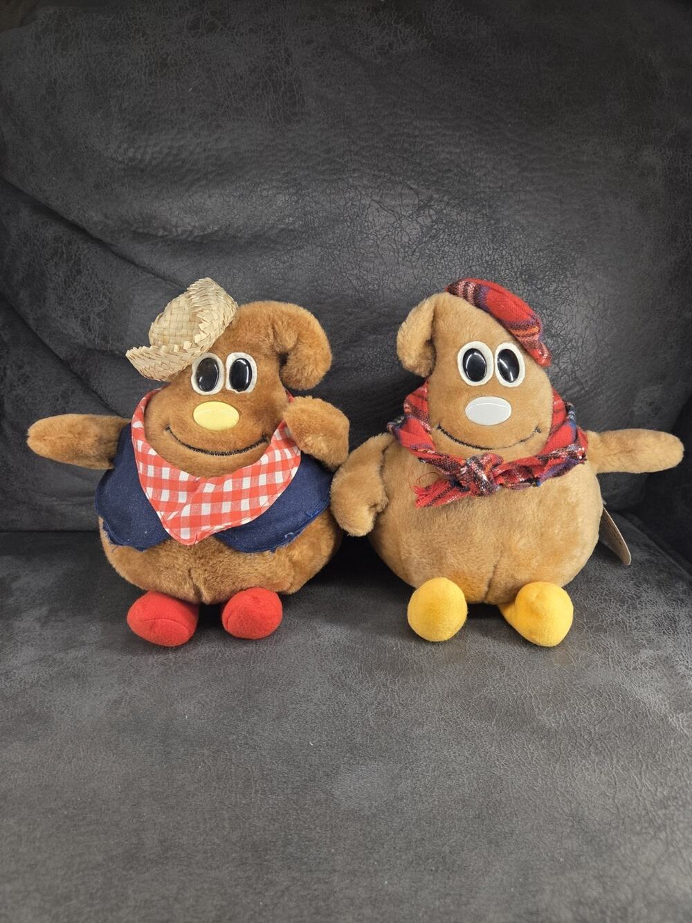 1984 Nestle Morsel Family Plush Set - Milky Country Cousin & Uncle Scotchy Tags